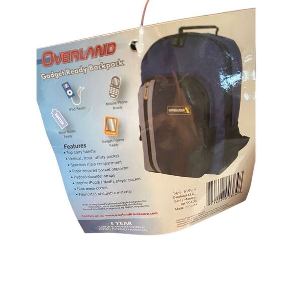 Overland Generation X Backpack Red New With Tags Travel School Hiking Laptop Bag - Picture 4 of 10